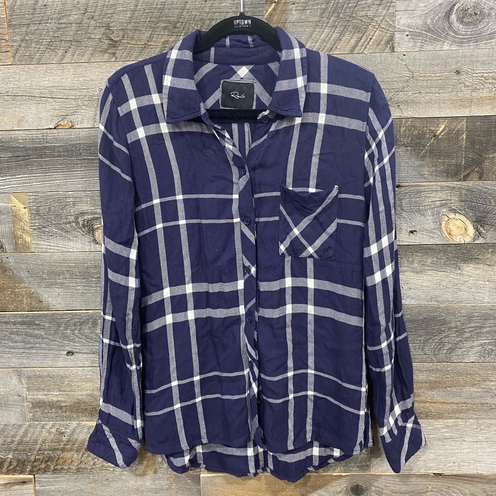 Rails Hunter Plaid Flannel Shirt in Navy and White